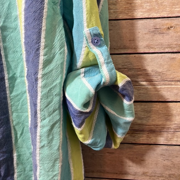 ⭐️ Fred David Blue Green Rayon Blouse Size 3X B1 - Picture 5 of 6